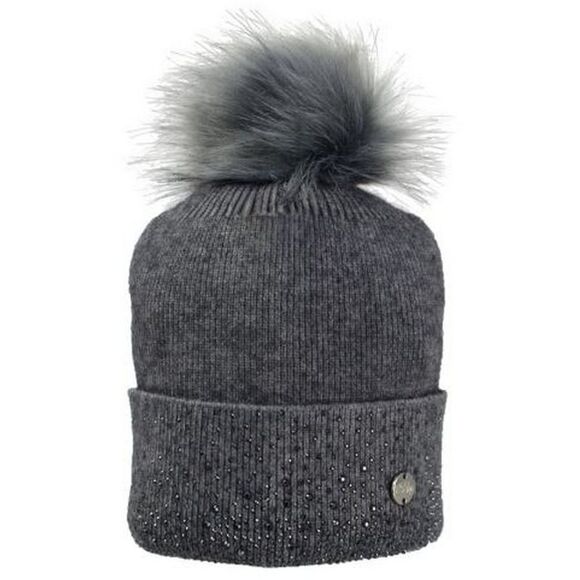 HyFASHION Womens/Ladies Alaska Diamante Bobble Hat / Gray/Black - Picture 2 of 3
